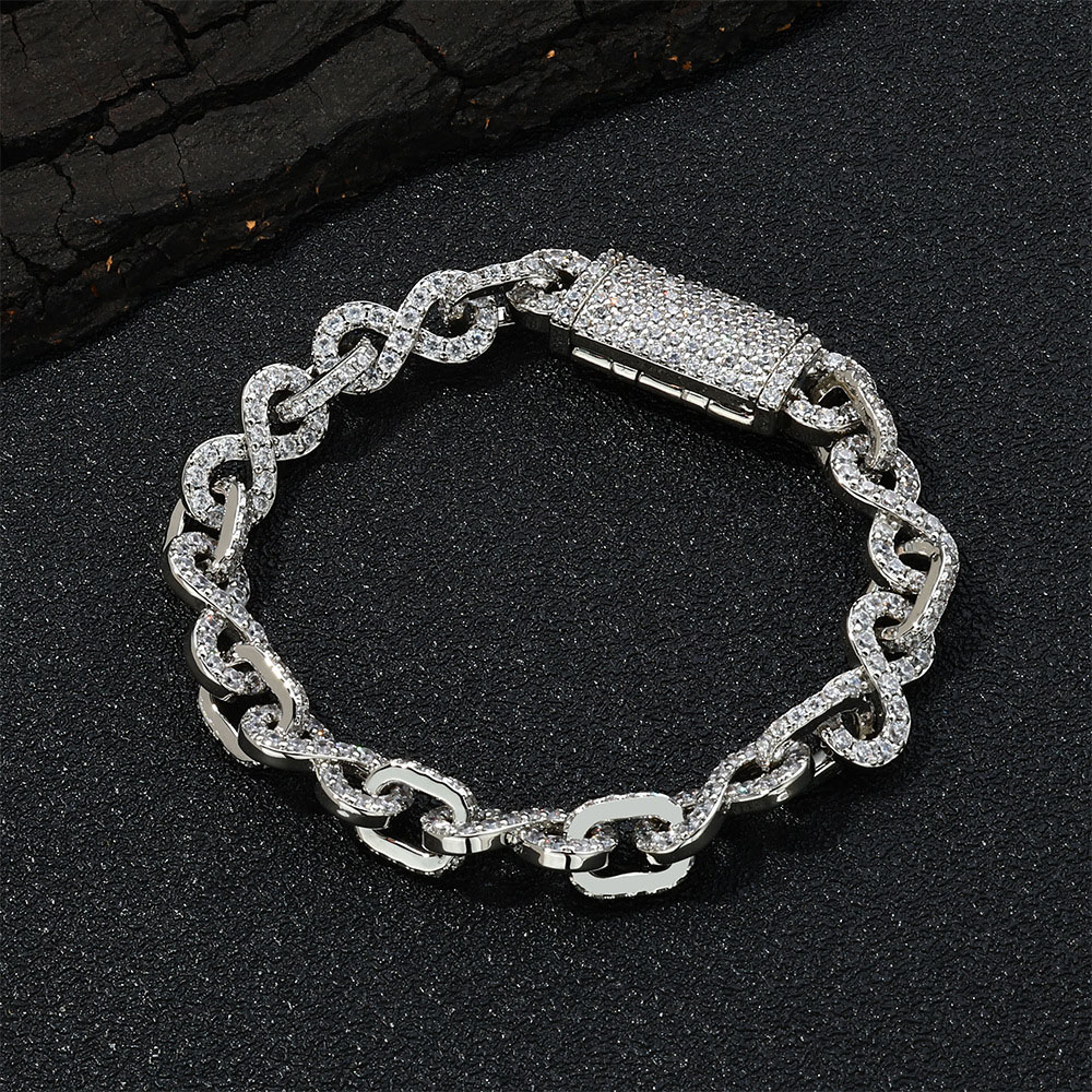 hip hip jewelry iced out infinity link chain & bracelet