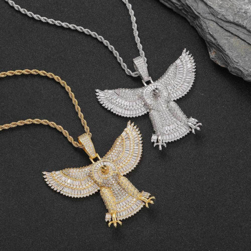 hop jewelry iced out baguette eagle pendant