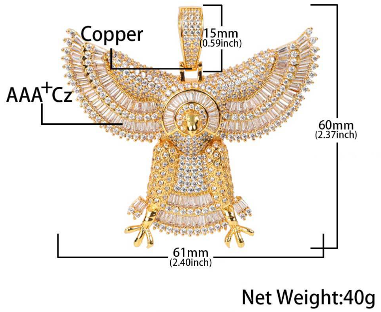 hop jewelry iced out baguette eagle pendant