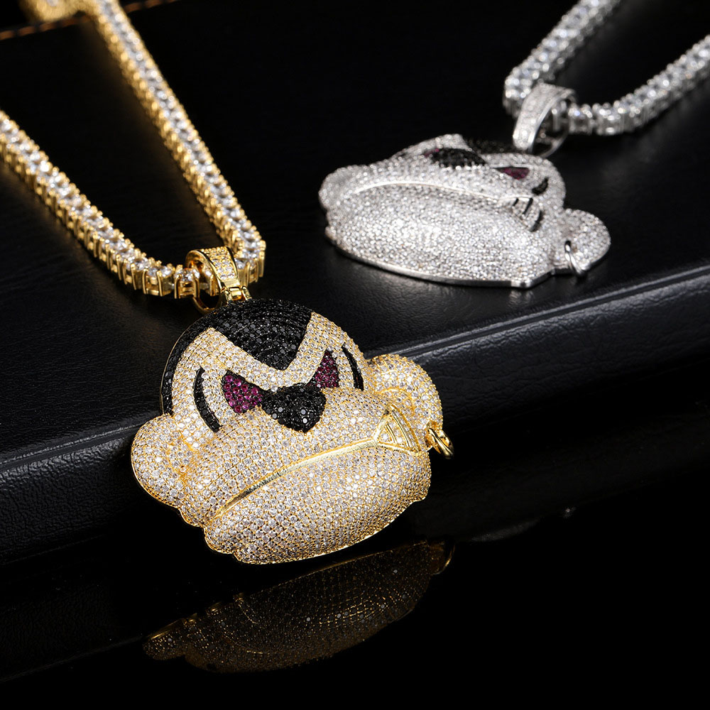 iced cubic zirconia cartoon monkey pendant