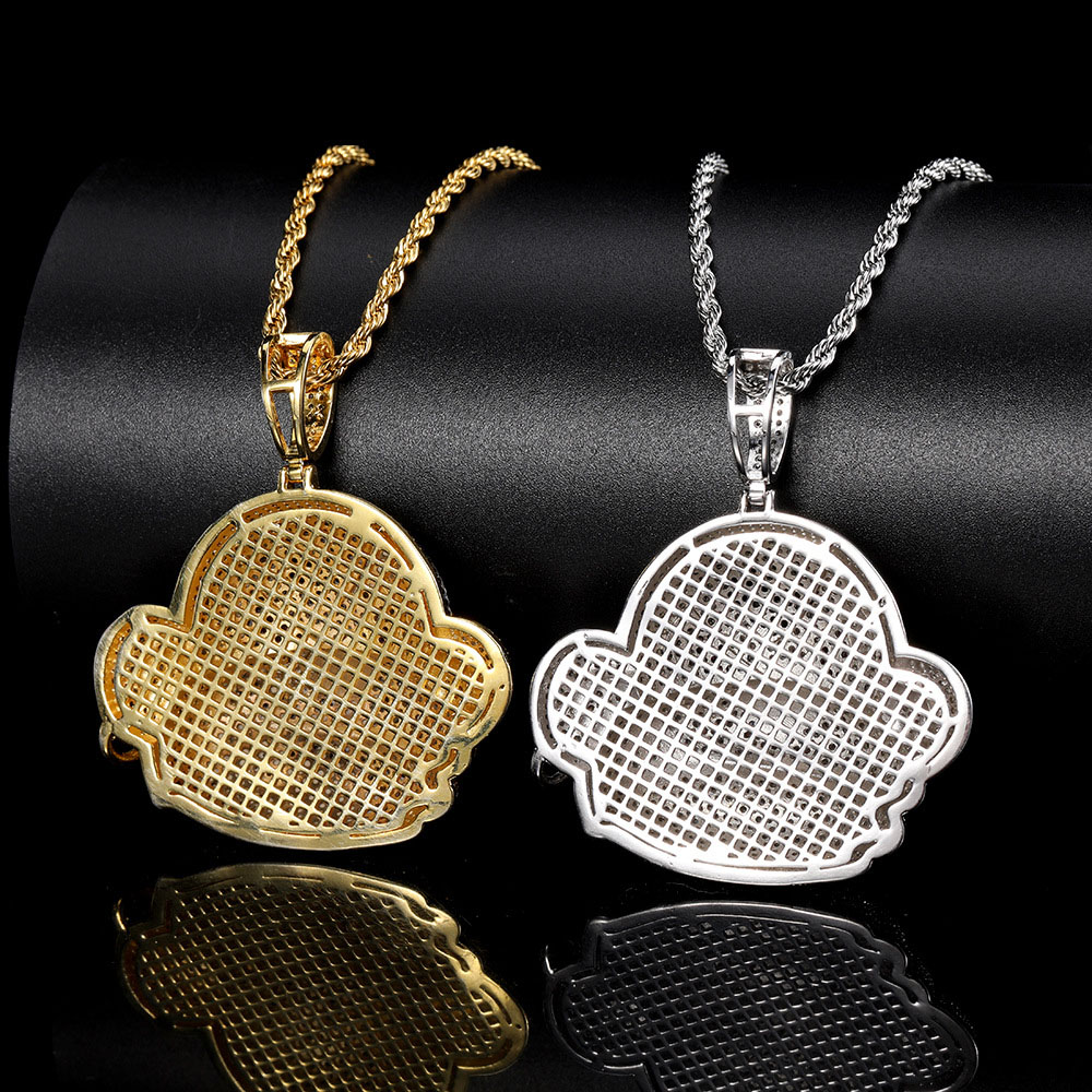 iced cubic zirconia cartoon monkey pendant