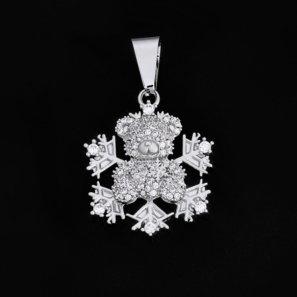 Iced Cubic Zirconia Snowflake Bear Pendant Distributor