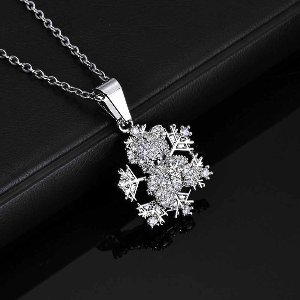 Iced Cubic Zirconia Snowflake Bear Pendant Vendor