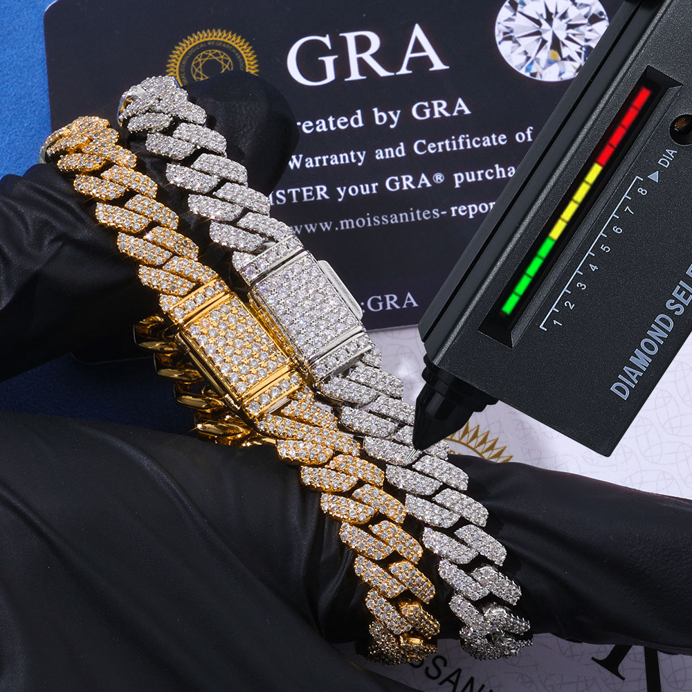 iced out 2 row 8mm moissanite cuban link chain