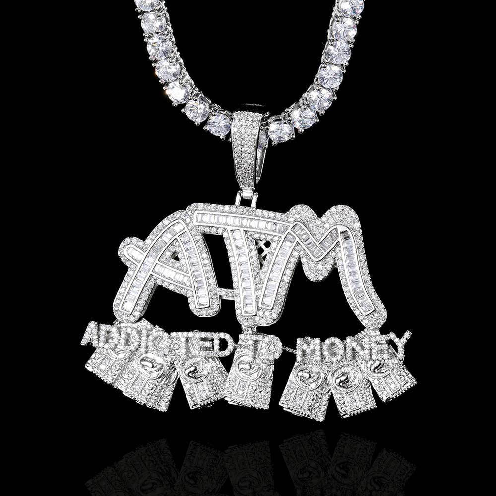 iced out 3d hip hop atm pendant necklace