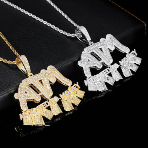 iced out 3d hip hop atm pendant necklace