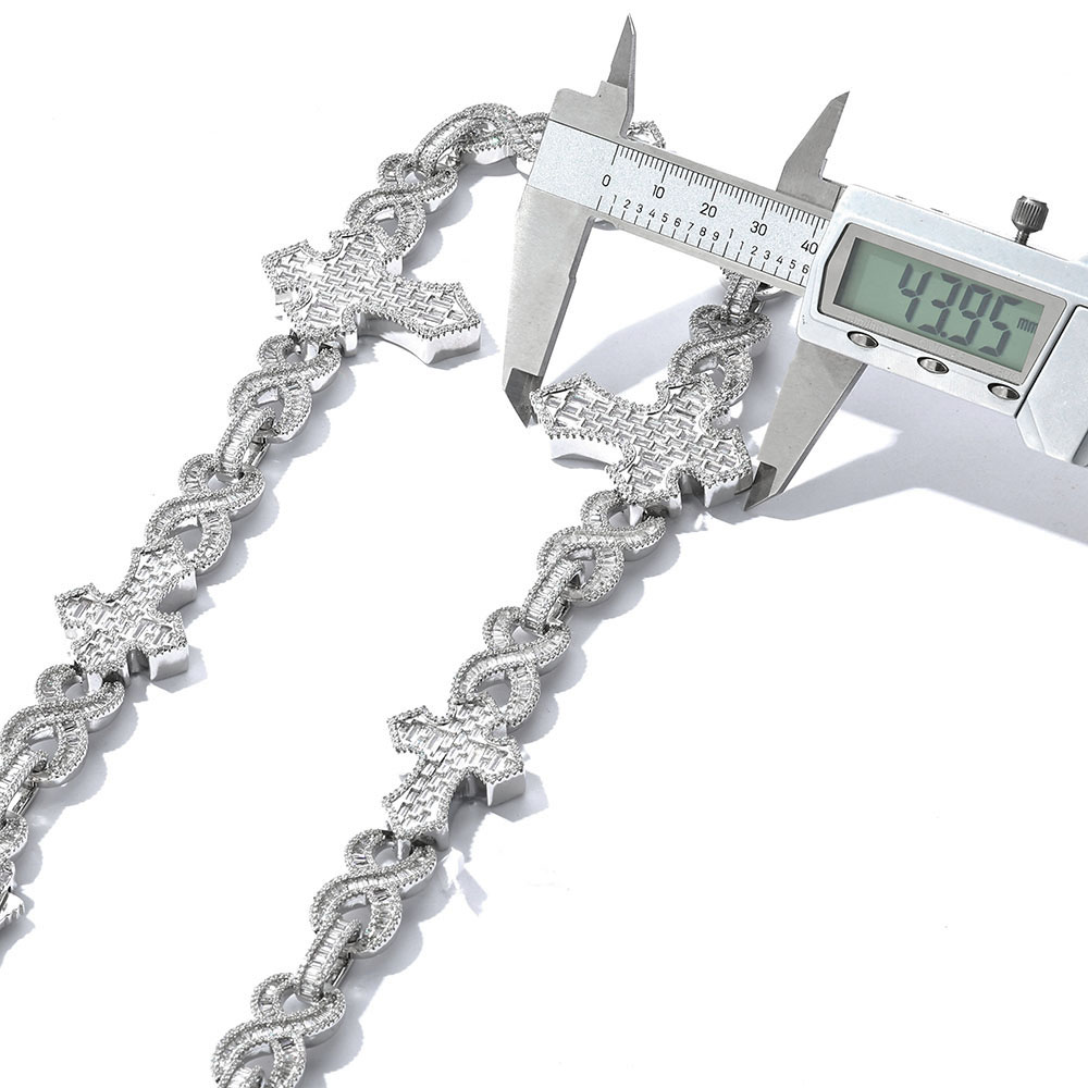iced out baguette infinity & cross chain & bracelet