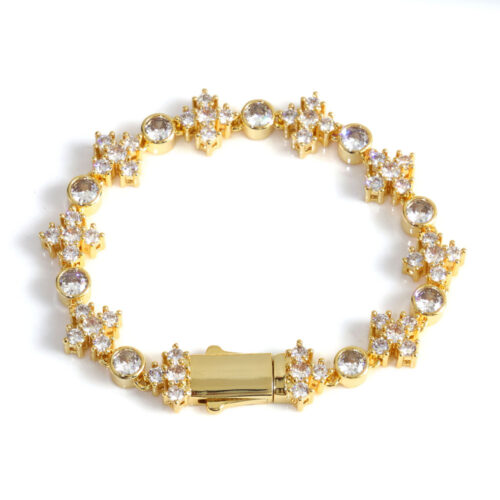 iced out cross cluster & bezel set round stone chain