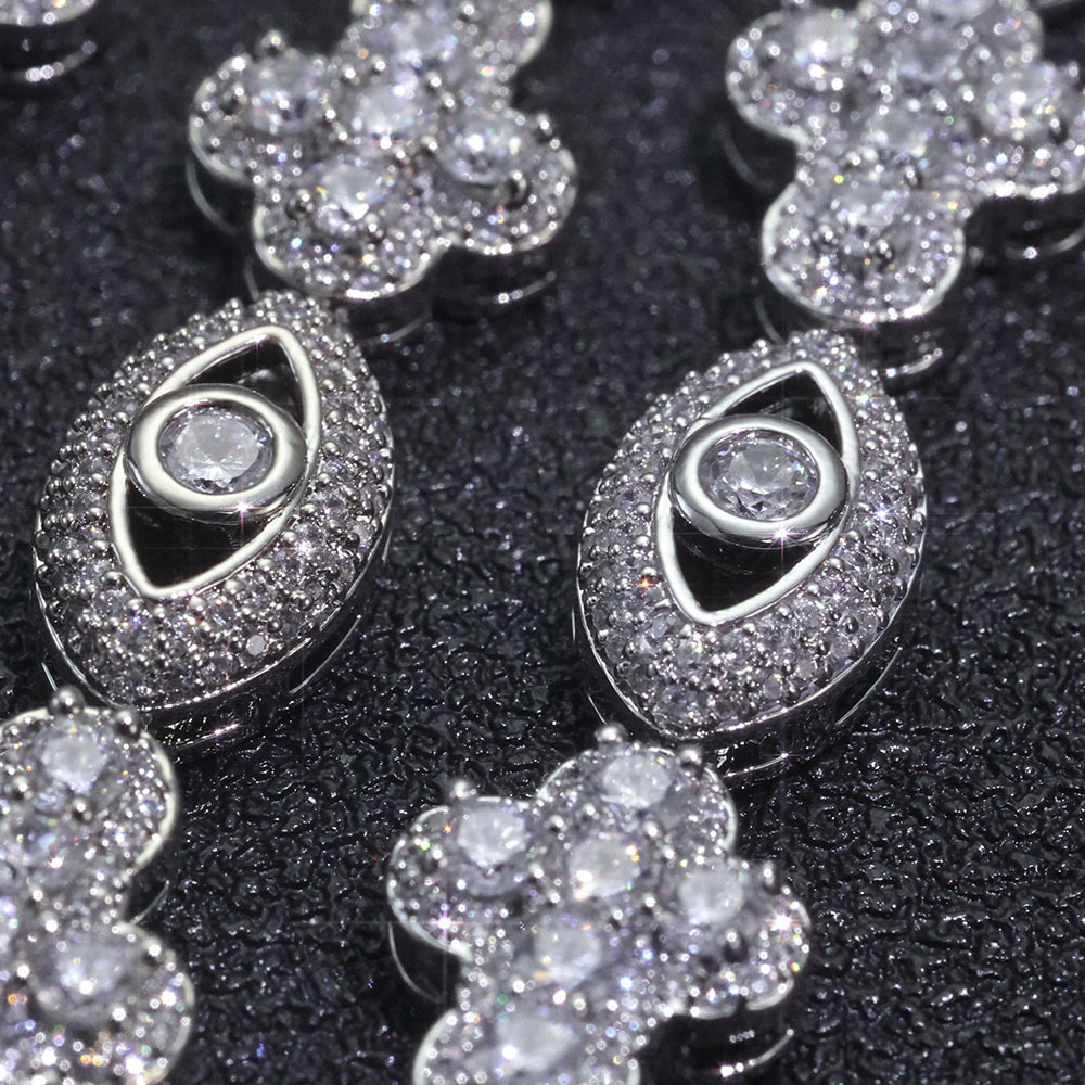 iced out cross & marquise eye link chain & bracelet