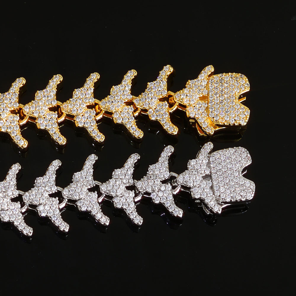 iced out cubic zirconia arrow link necklace & bracelet