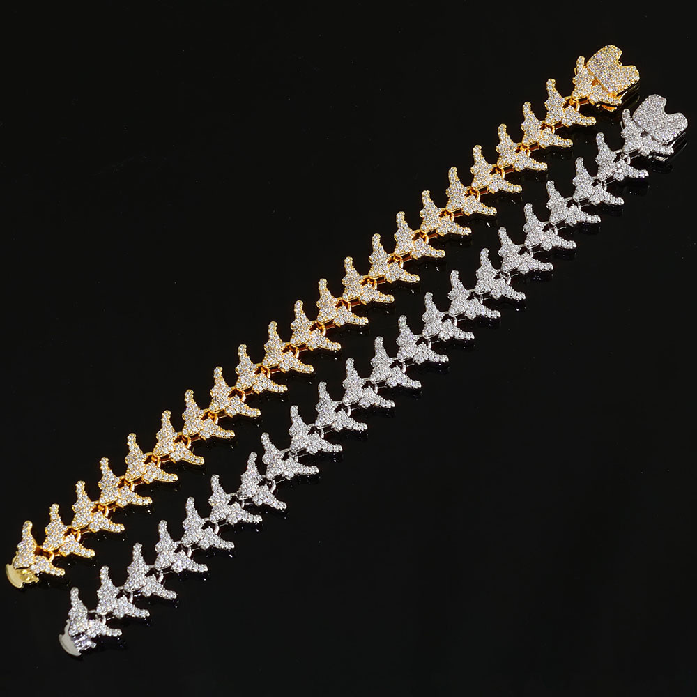 iced out cubic zirconia arrow link necklace & bracelet