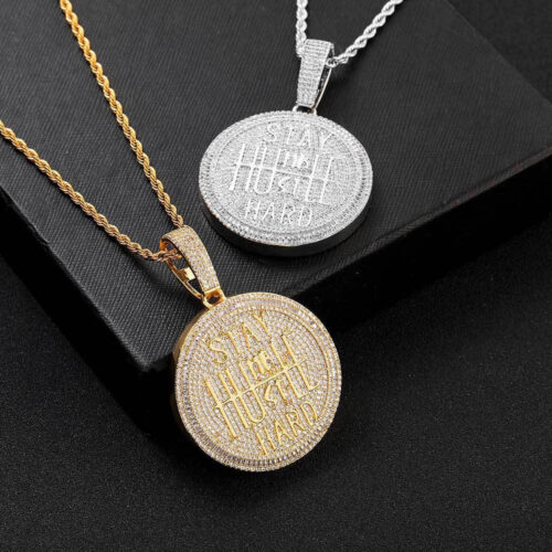 iced out cubic zirconia letters hip hop pendant