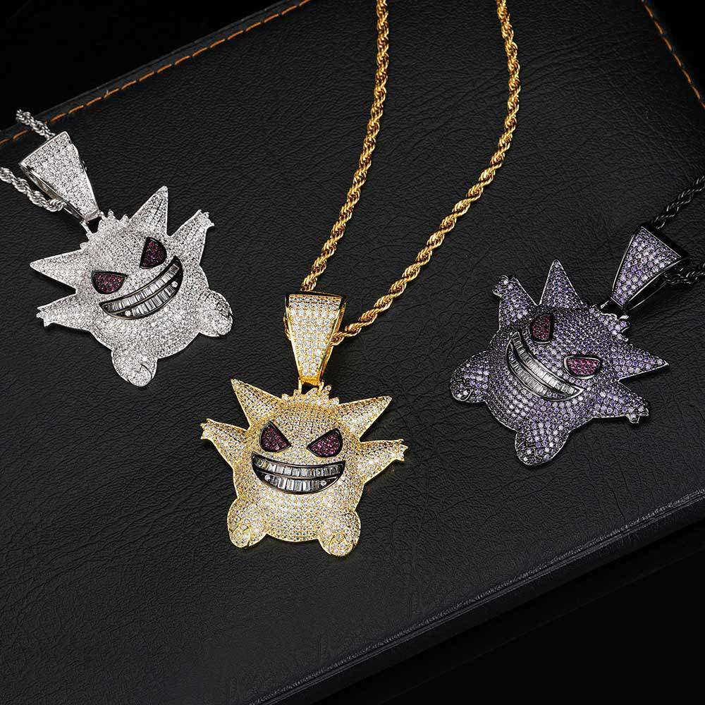 iced out cubic zirconia pokémon gengar pendant