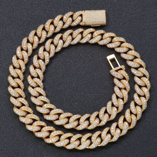 iced out cz bubble cuban chain necklace & bracelet