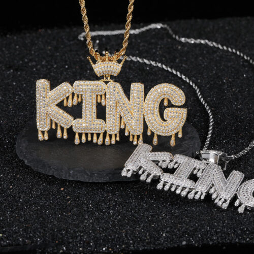 iced out cz crown bail drip font pendant