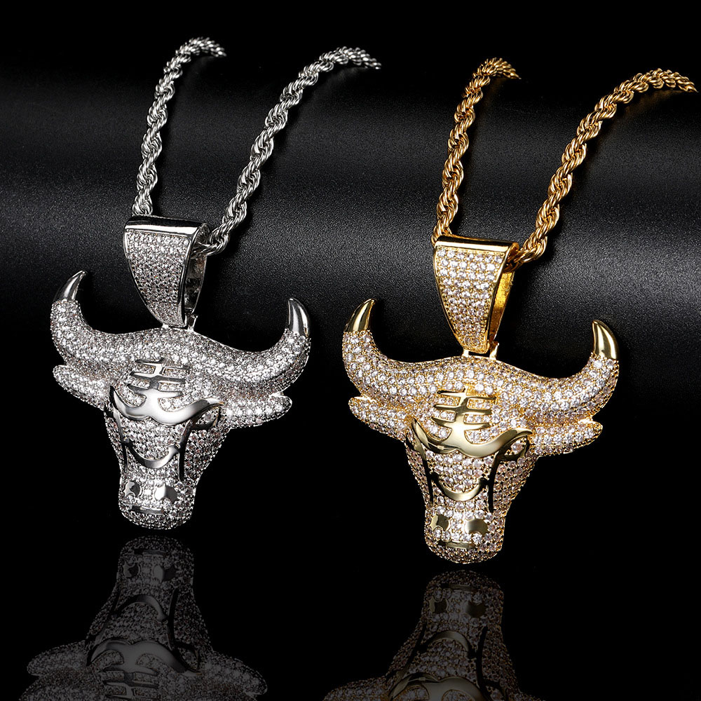 Iced Out CZ Hip Hop Bull Head Pendant Distributor