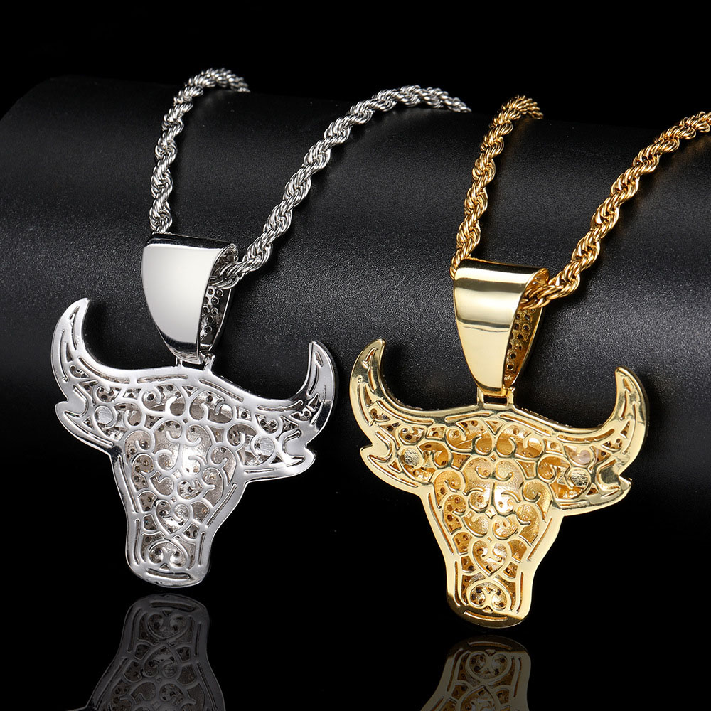 Iced Out CZ Hip Hop Bull Head Pendant Supplier
