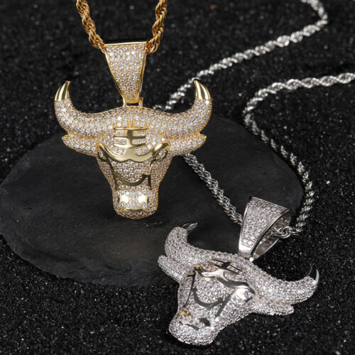Iced Out CZ Hip Hop Bull Head Pendant Wholesale