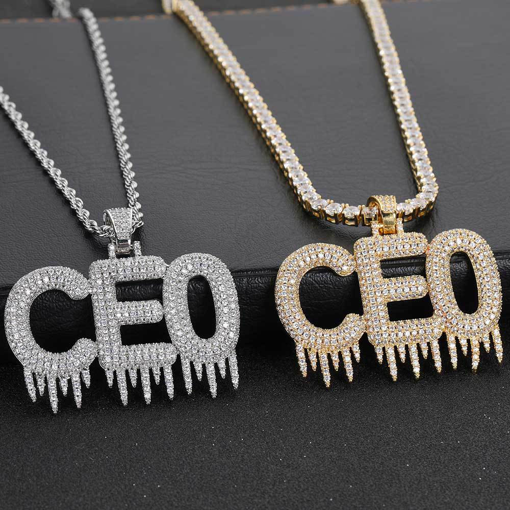 iced out cz ice drip letters pendant