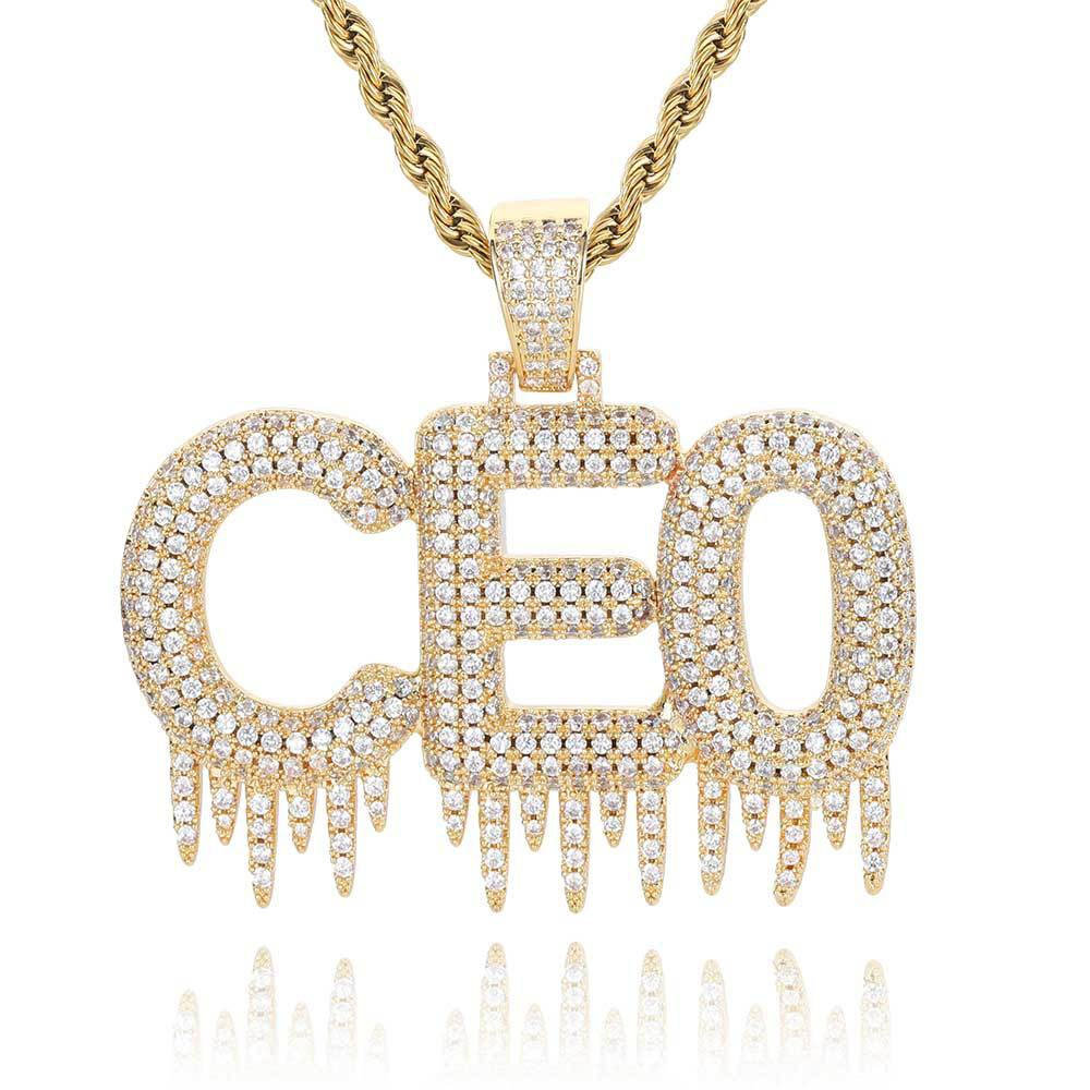 iced out cz ice drip letters pendant
