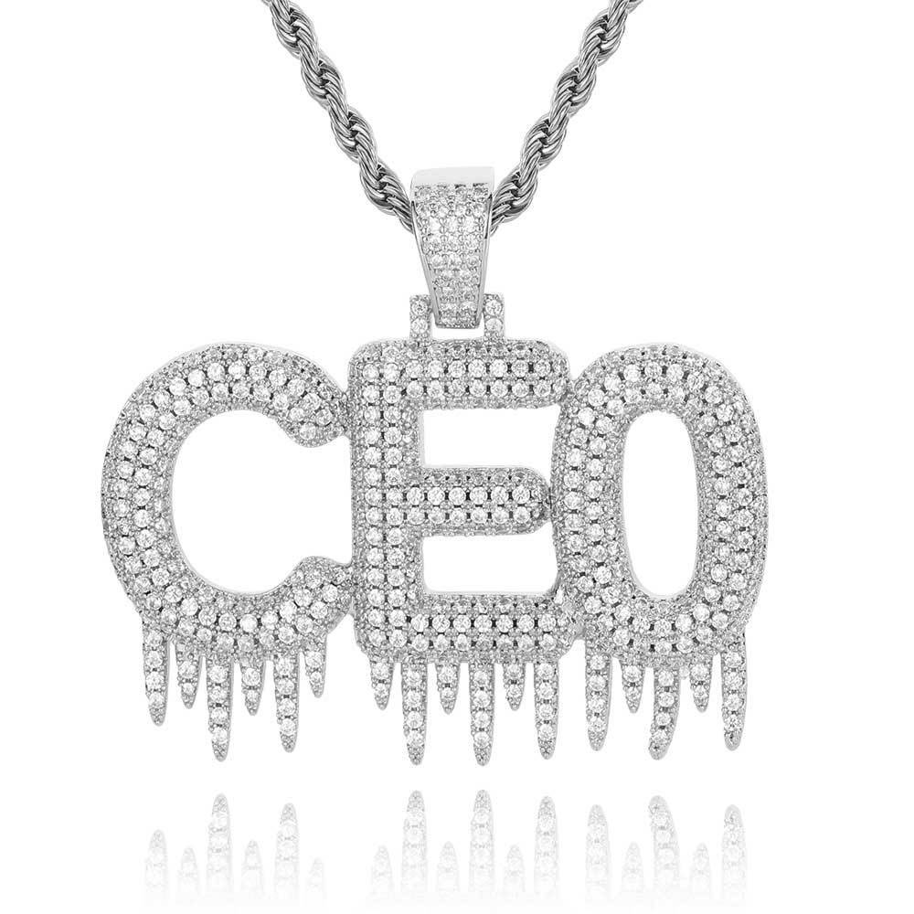 iced out cz ice drip letters pendant