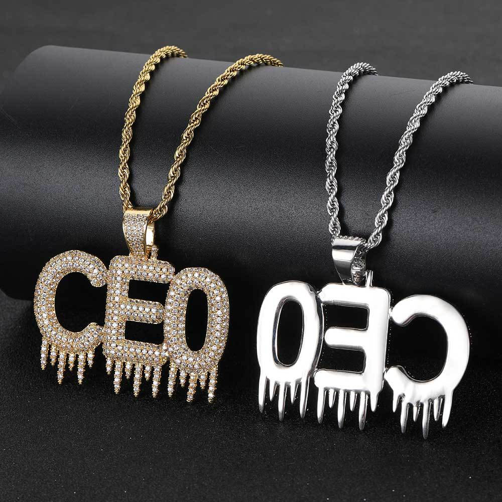 iced out cz ice drip letters pendant
