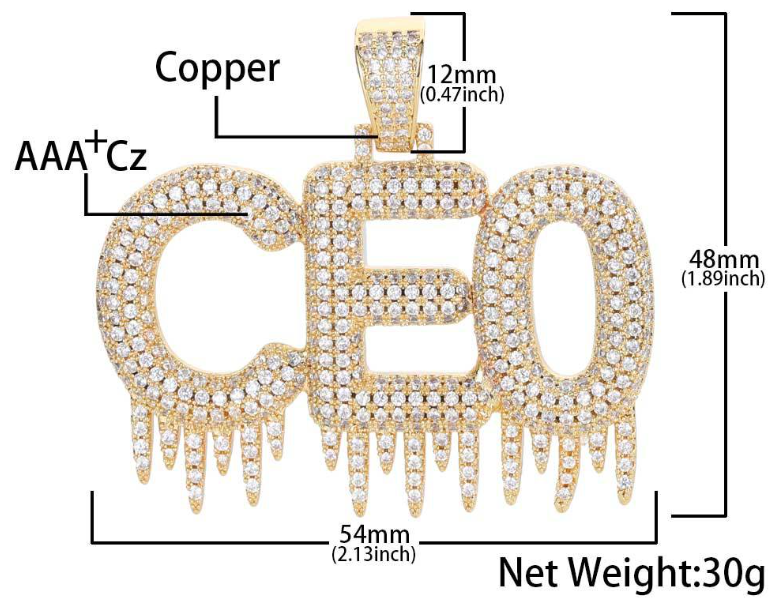 Iced Out CZ Ice Drip Letters Pendant iced out cz ice drip letters pendant