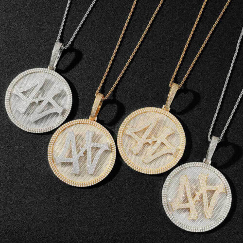 iced out cz round rotating letter pendant