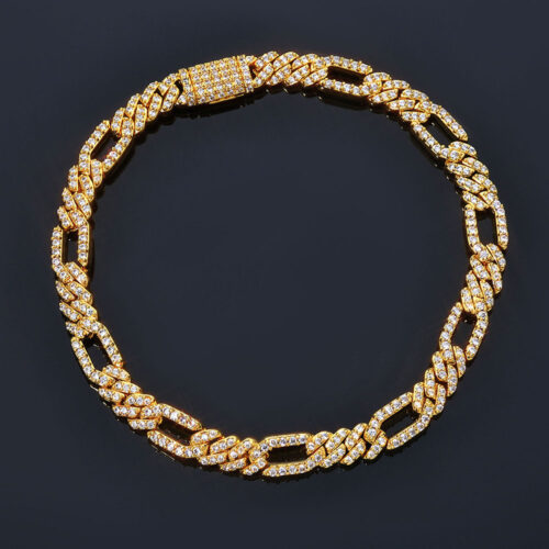 iced out figaro cuban link chain necklace & bracelet