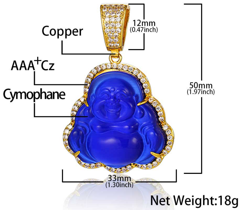 iced out halo laughing buddha pendant necklace