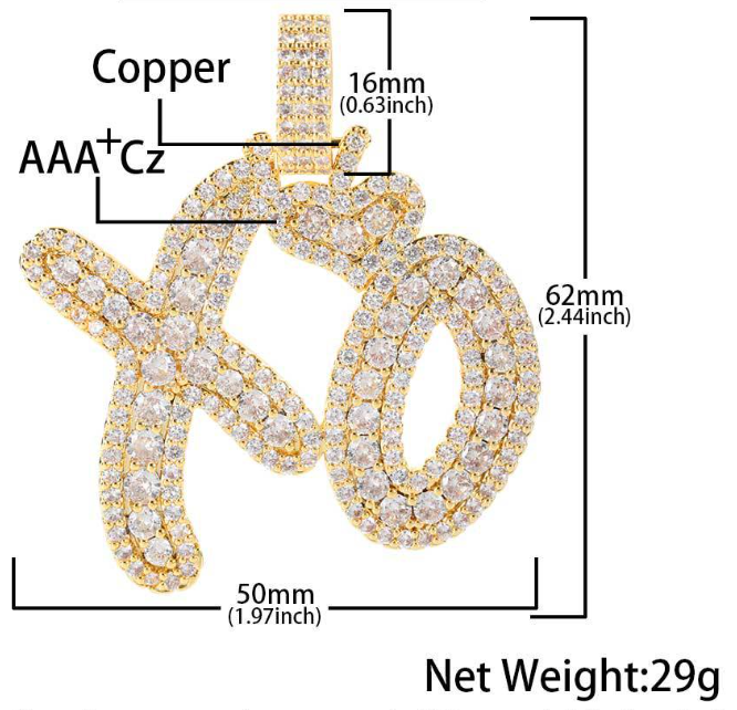 iced out hip hop xo pendant necklace