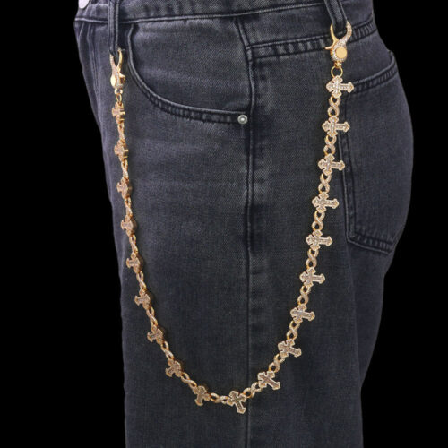 iced out infinity and baguette cross trouser chain