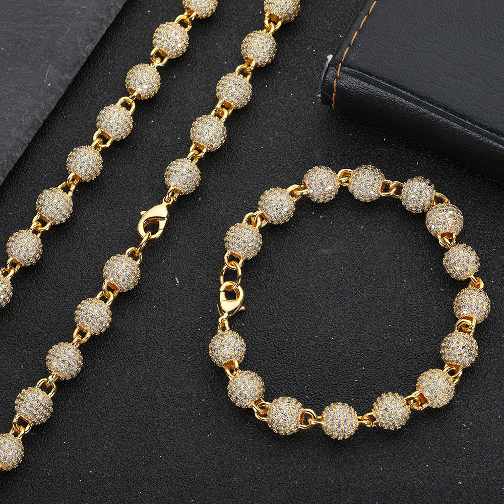iced out micro pave cz round ball hip hop chain