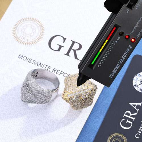 iced out moissanite gothic shield cross ring