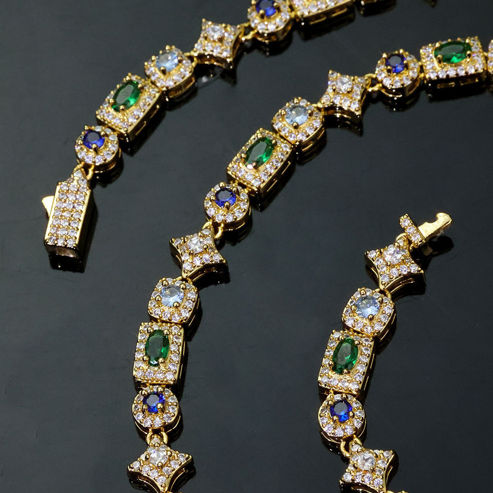 iced out multi shape geometric tennis link chain