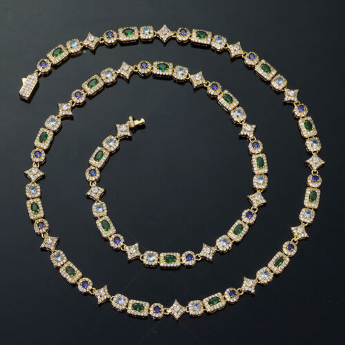 iced out multi shape geometric tennis link chain