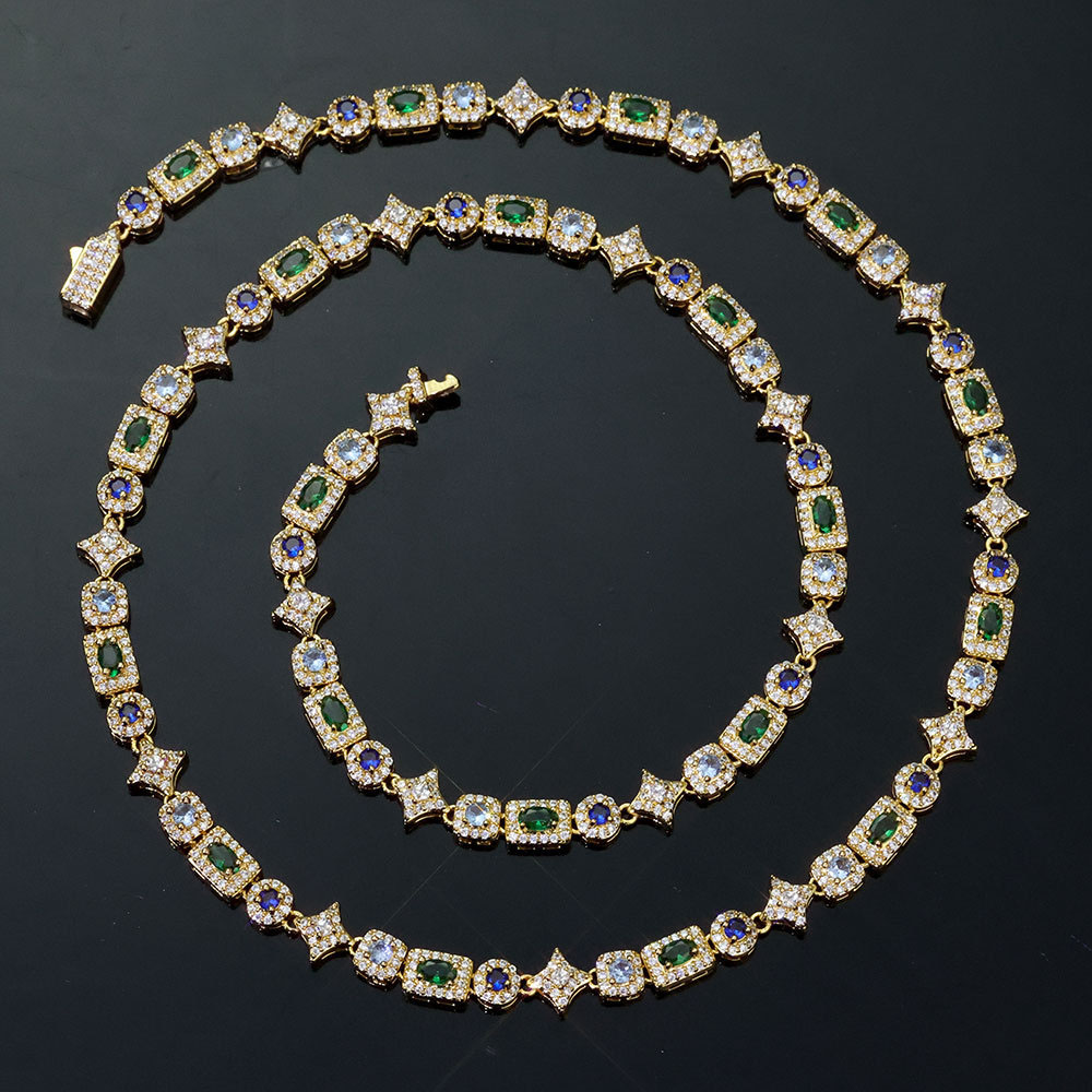 iced out multi shape geometric tennis link chain