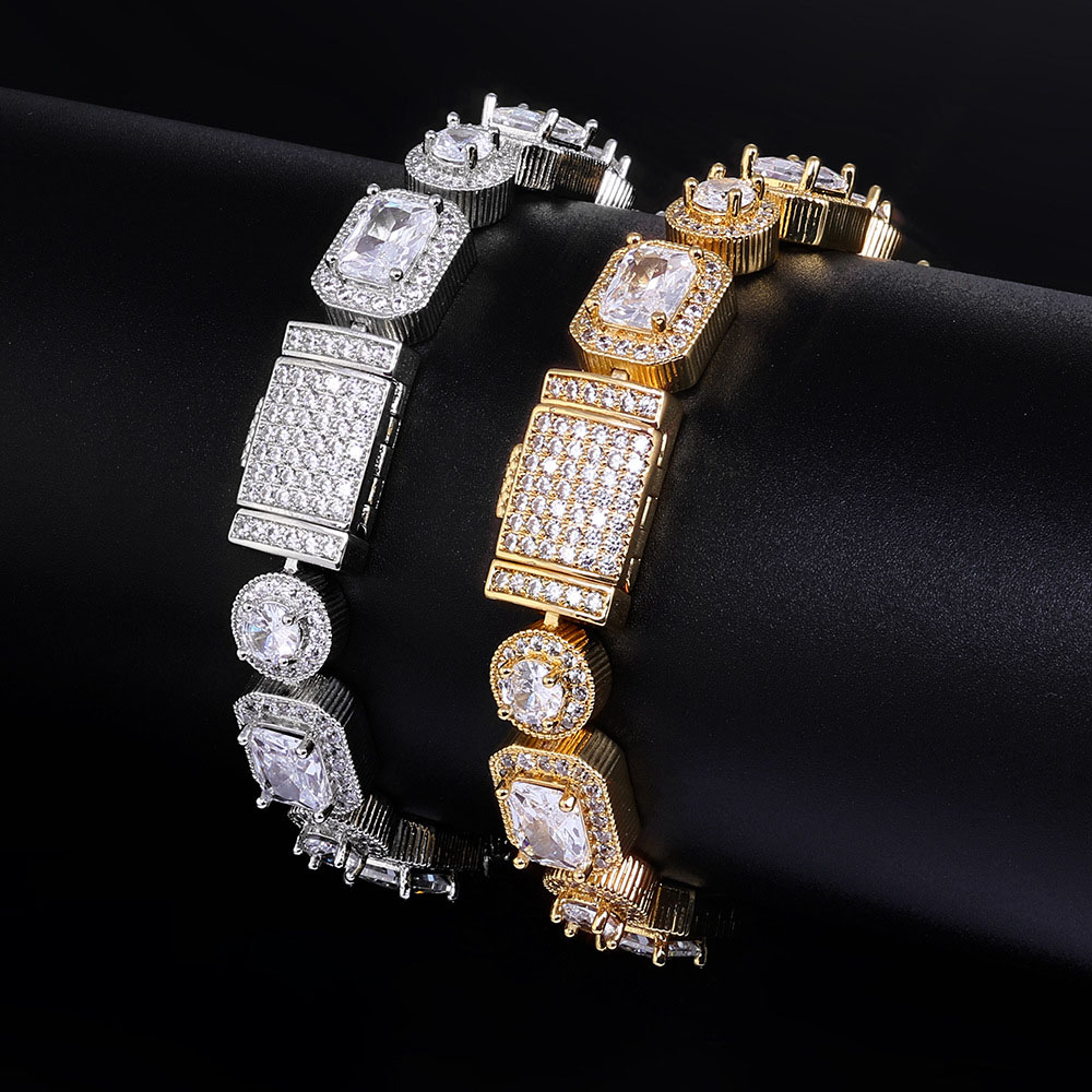 iced out rectangular & round halo tennis chain