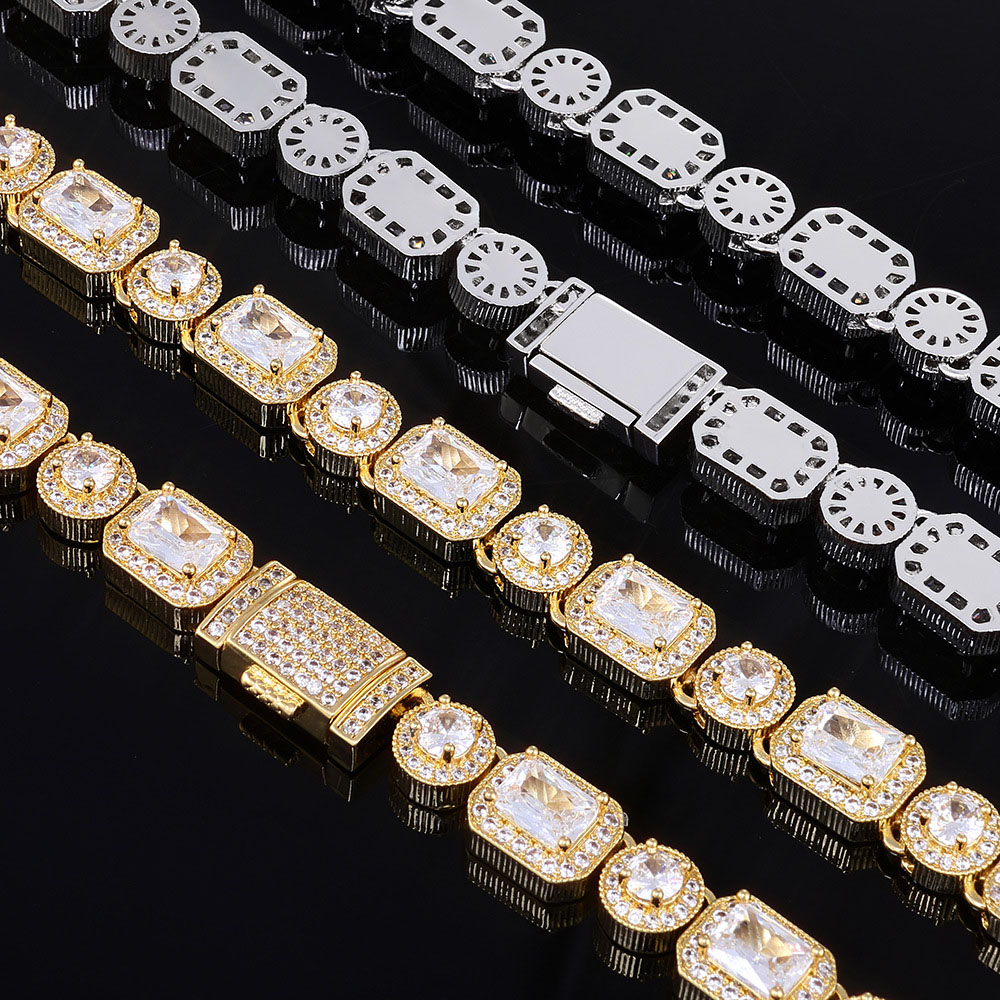 iced out rectangular & round halo tennis chain