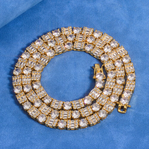 iced out round & baguette multi stone tennis chain