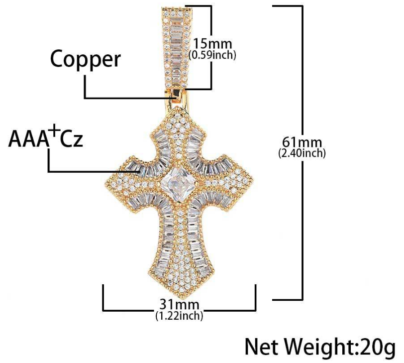 Intricate Micro-Pave Baguette Cross Pendant Intricate Micro-Pave Baguette Cross Pendant