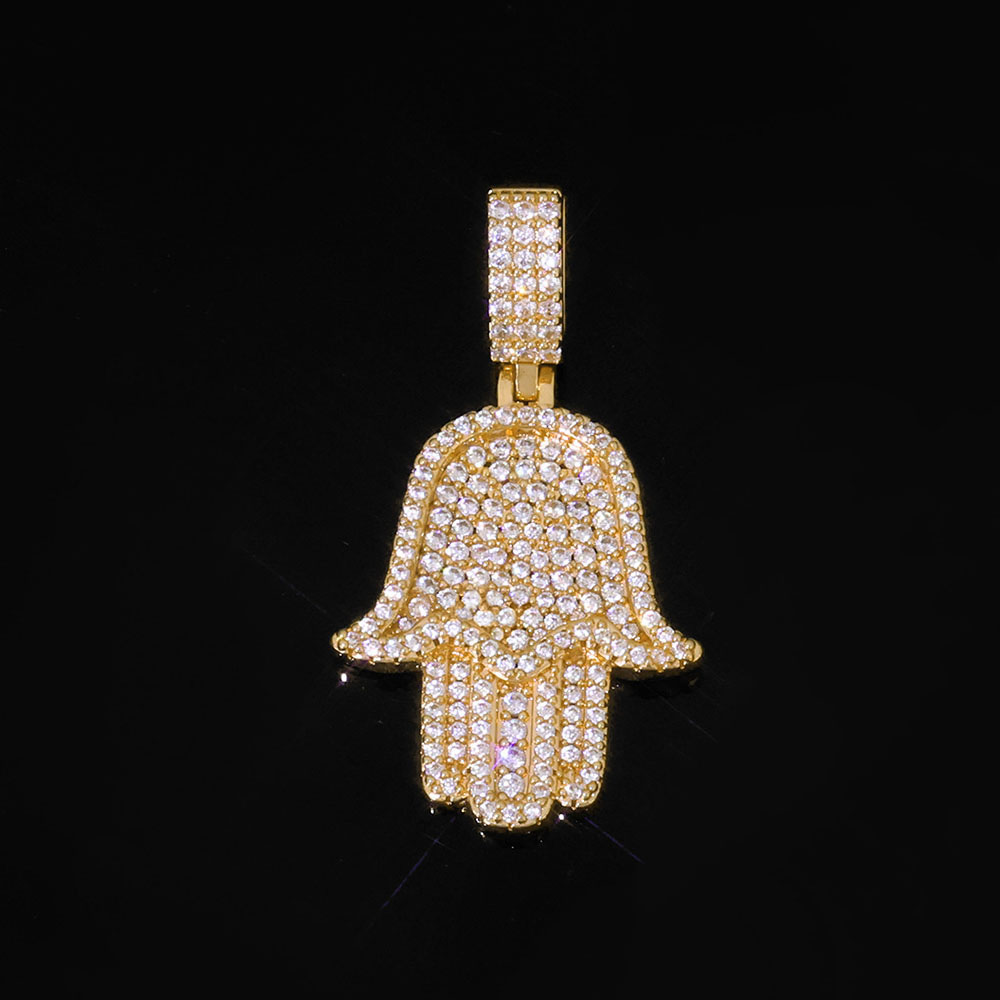 Luxury Micro-Pave Hamsa Hand Pendant Gold Plating