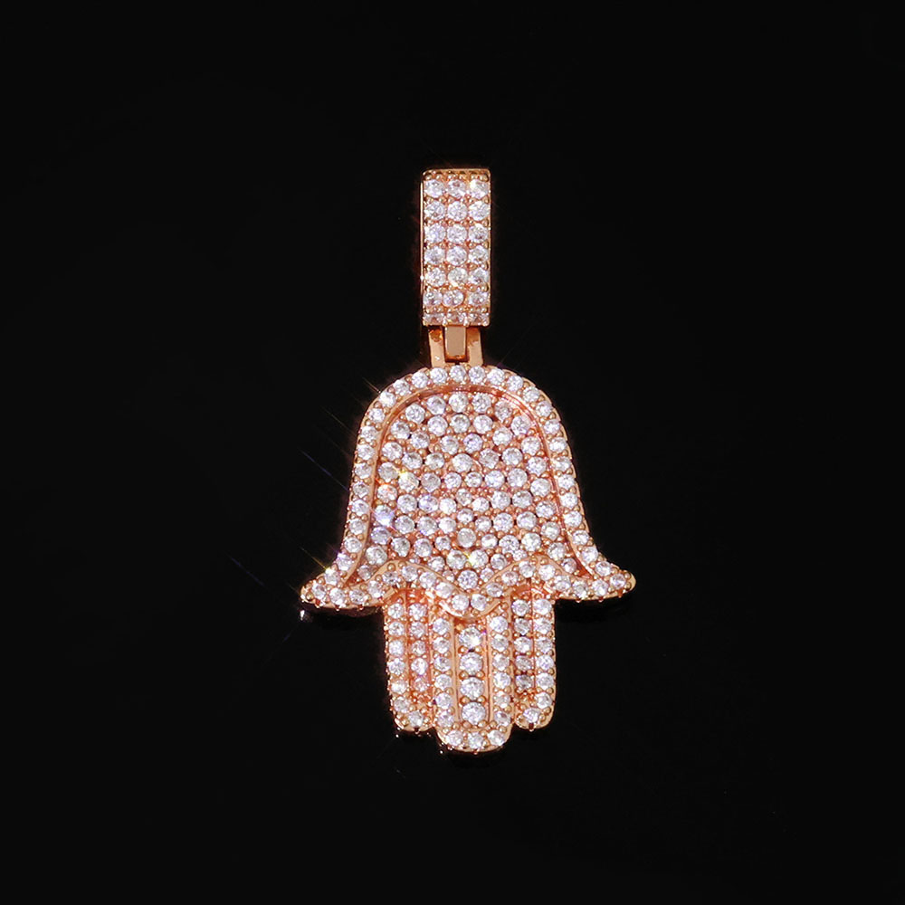 Luxury Micro-Pave Hamsa Hand Pendant Rose Gold Plating