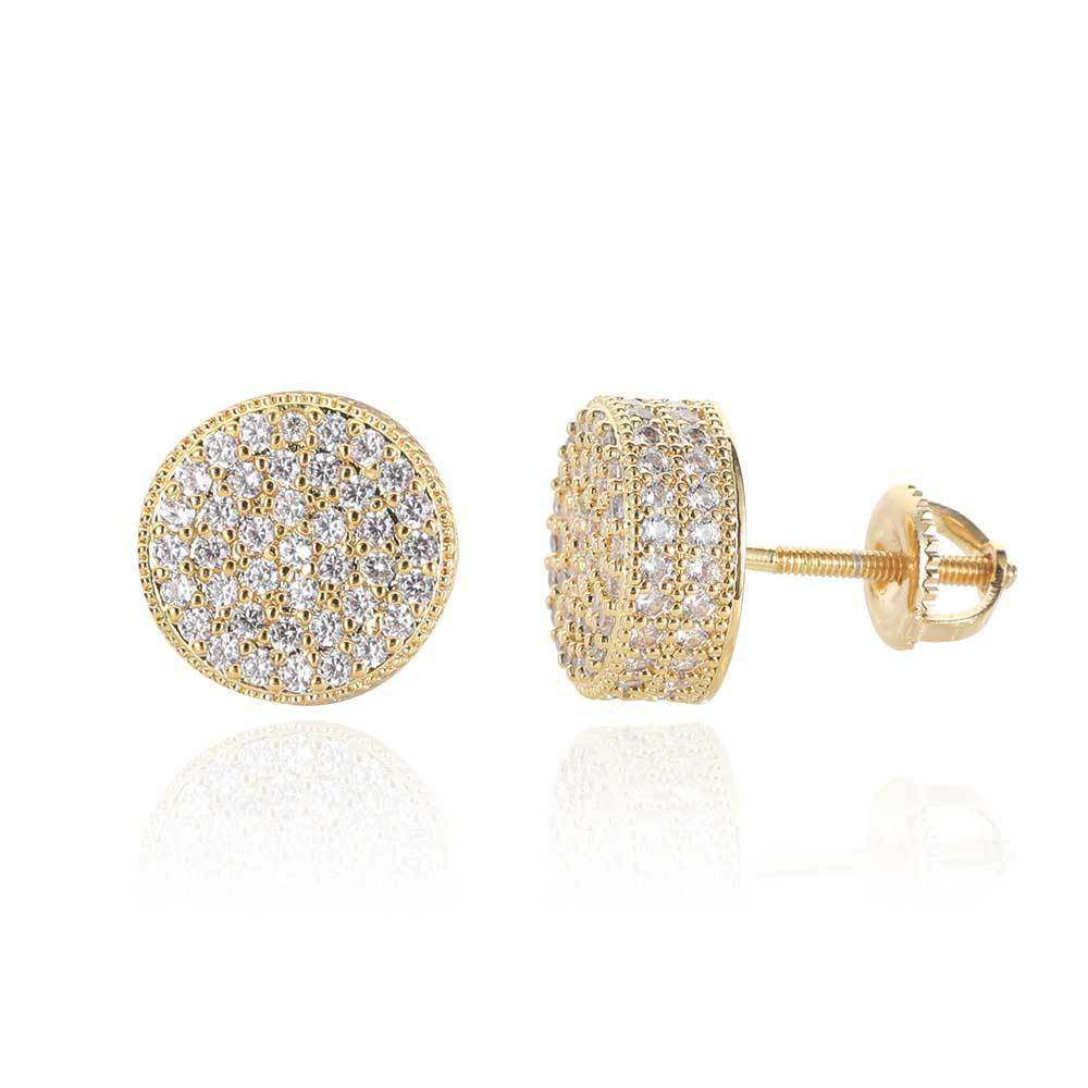 men's micro pave round stud earrings