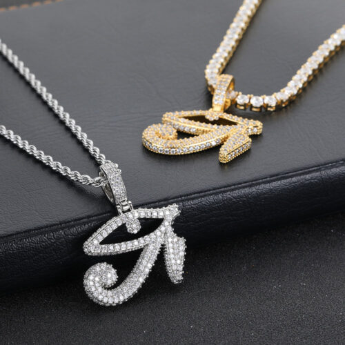 micro pave cubic zirconia eye of horus pendant