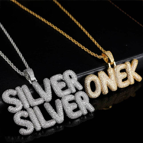 micro pave hip hop bubble letter pendant