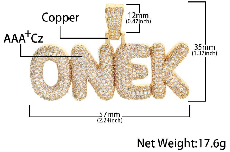 micro pave hip hop bubble letter pendant