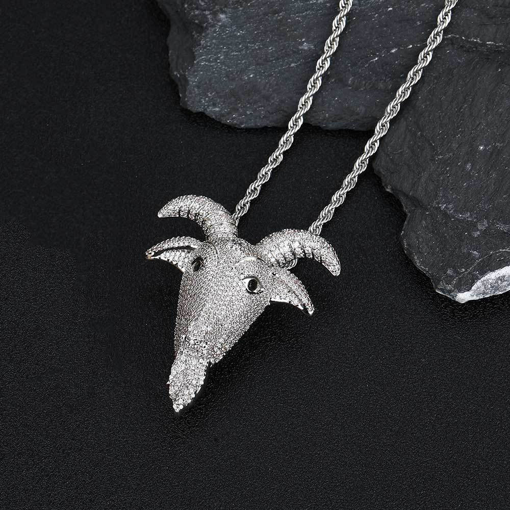 micro pave hip hop goat's head pendant