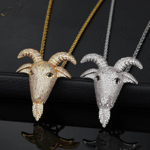 micro pave hip hop goat's head pendant