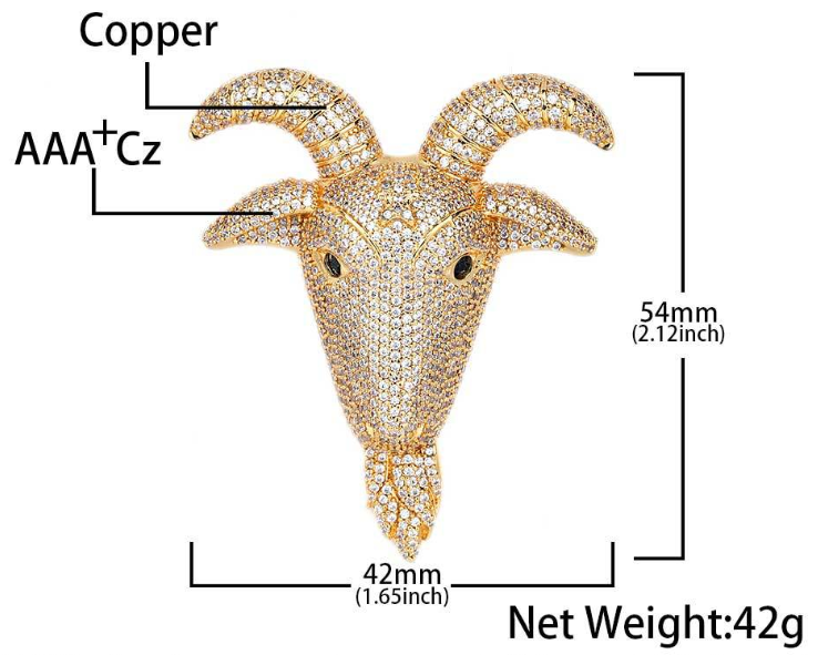 Micro Pave Hip Hop Goat’s Head Pendant micro pave hip hop goat's head pendant